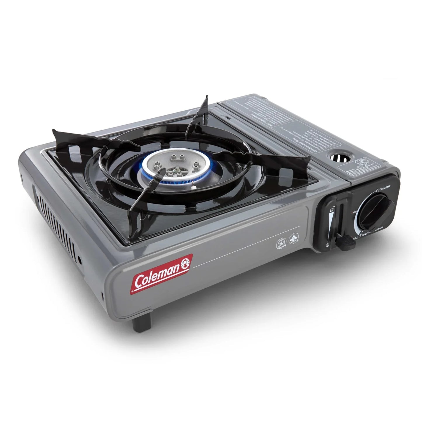 Tabletop Butane Gas Camping Stove, 1-Burner, Gray