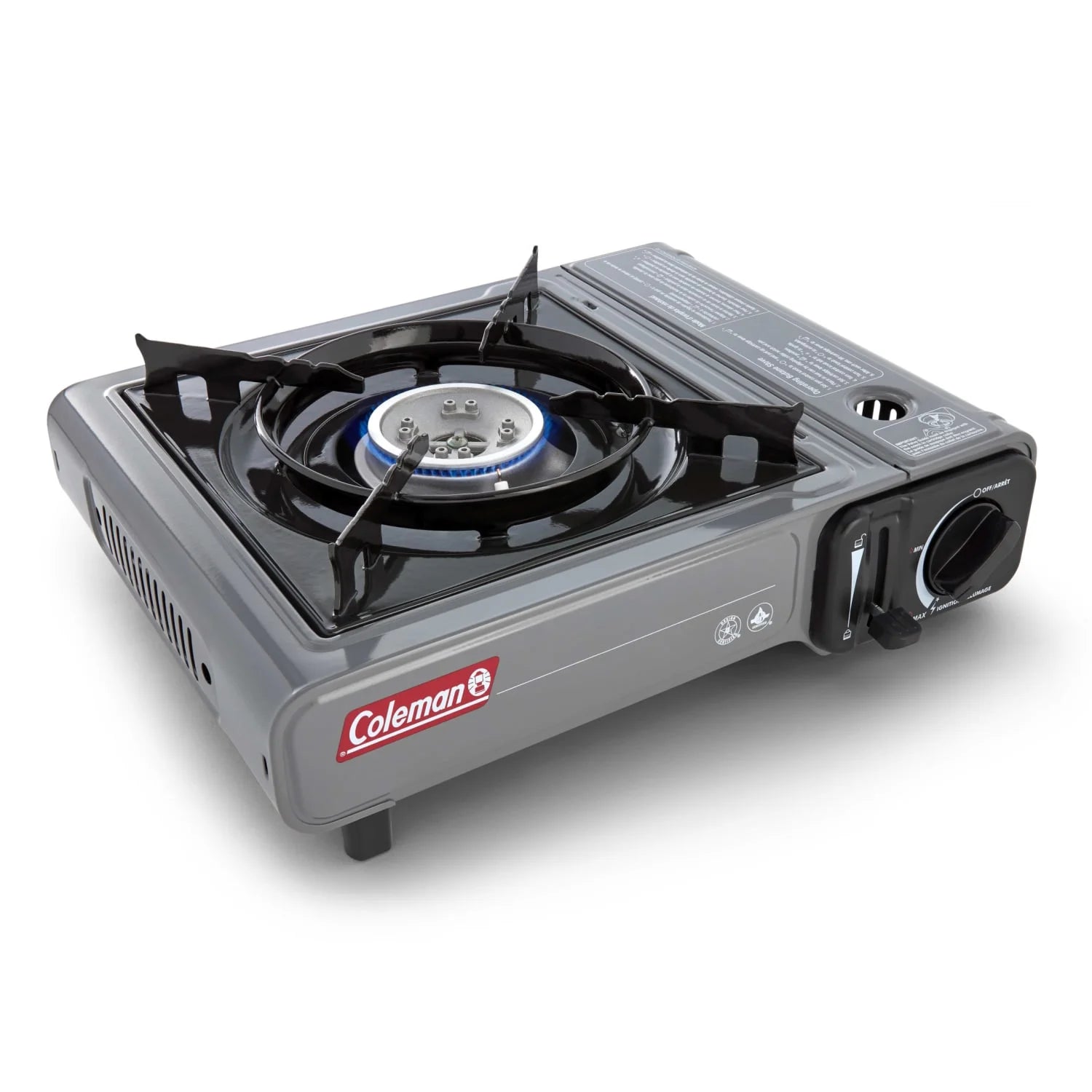 Tabletop Butane Gas Camping Stove, 1-Burner, Gray