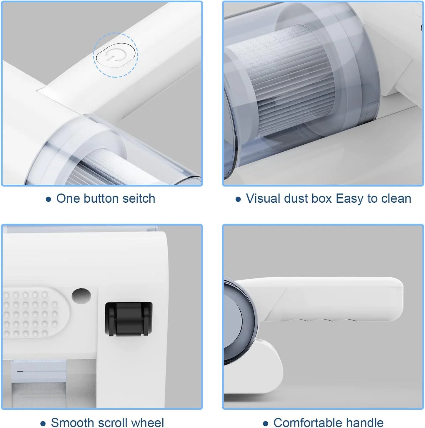 Puseky 20000Pa Bed Vacuum Cleaner, Powerful Mattress Vacuum Cleaner for Mattress, Bed, Cloth Sofas, Pillows, Carpets, Handheld Cordless Vacuum Cleaner, Wireless Mite Remover Cleaning Machine