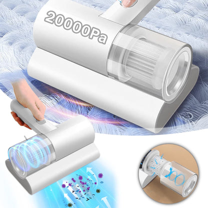 Puseky 20000Pa Bed Vacuum Cleaner, Powerful Mattress Vacuum Cleaner for Mattress, Bed, Cloth Sofas, Pillows, Carpets, Handheld Cordless Vacuum Cleaner, Wireless Mite Remover Cleaning Machine