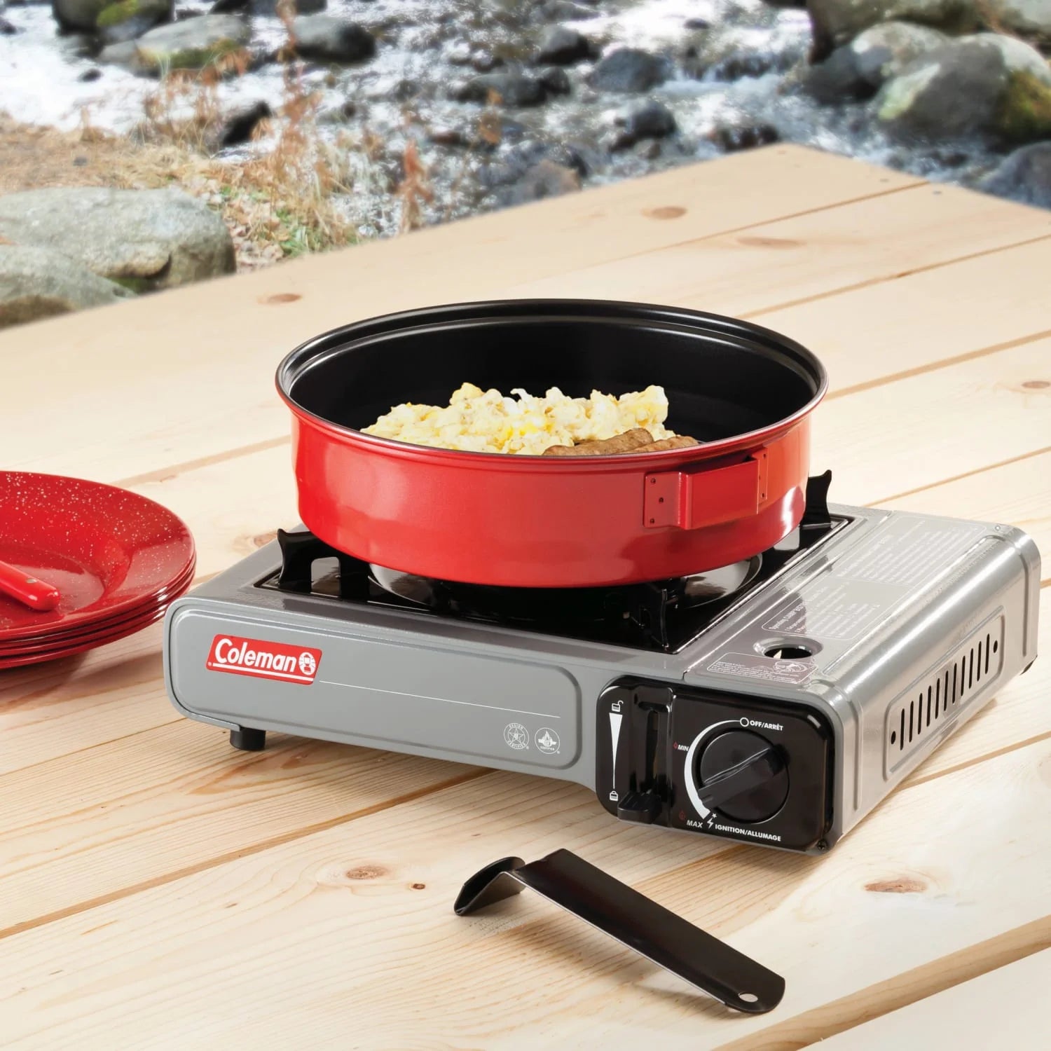 Tabletop Butane Gas Camping Stove, 1-Burner, Gray
