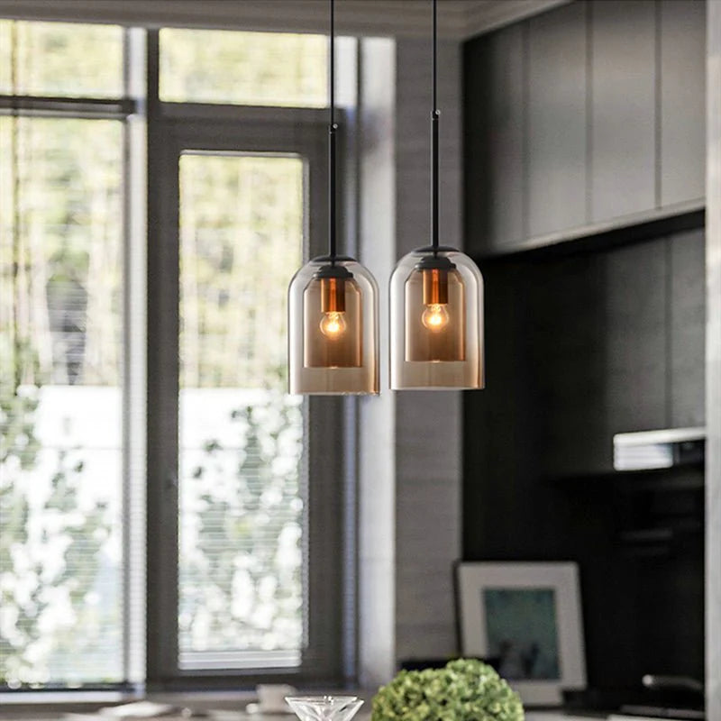 Stylish Double Glass Pendant Light - Auraglass