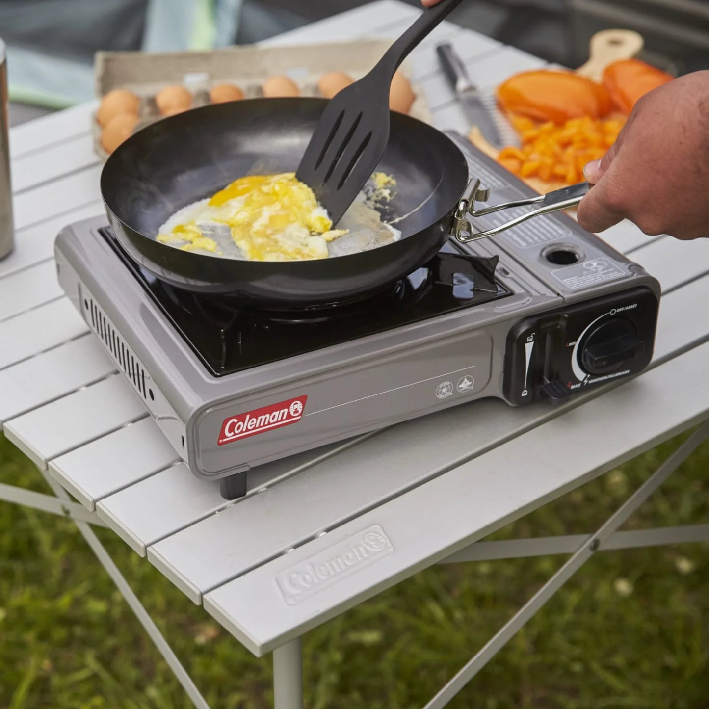 Tabletop Butane Gas Camping Stove, 1-Burner, Gray