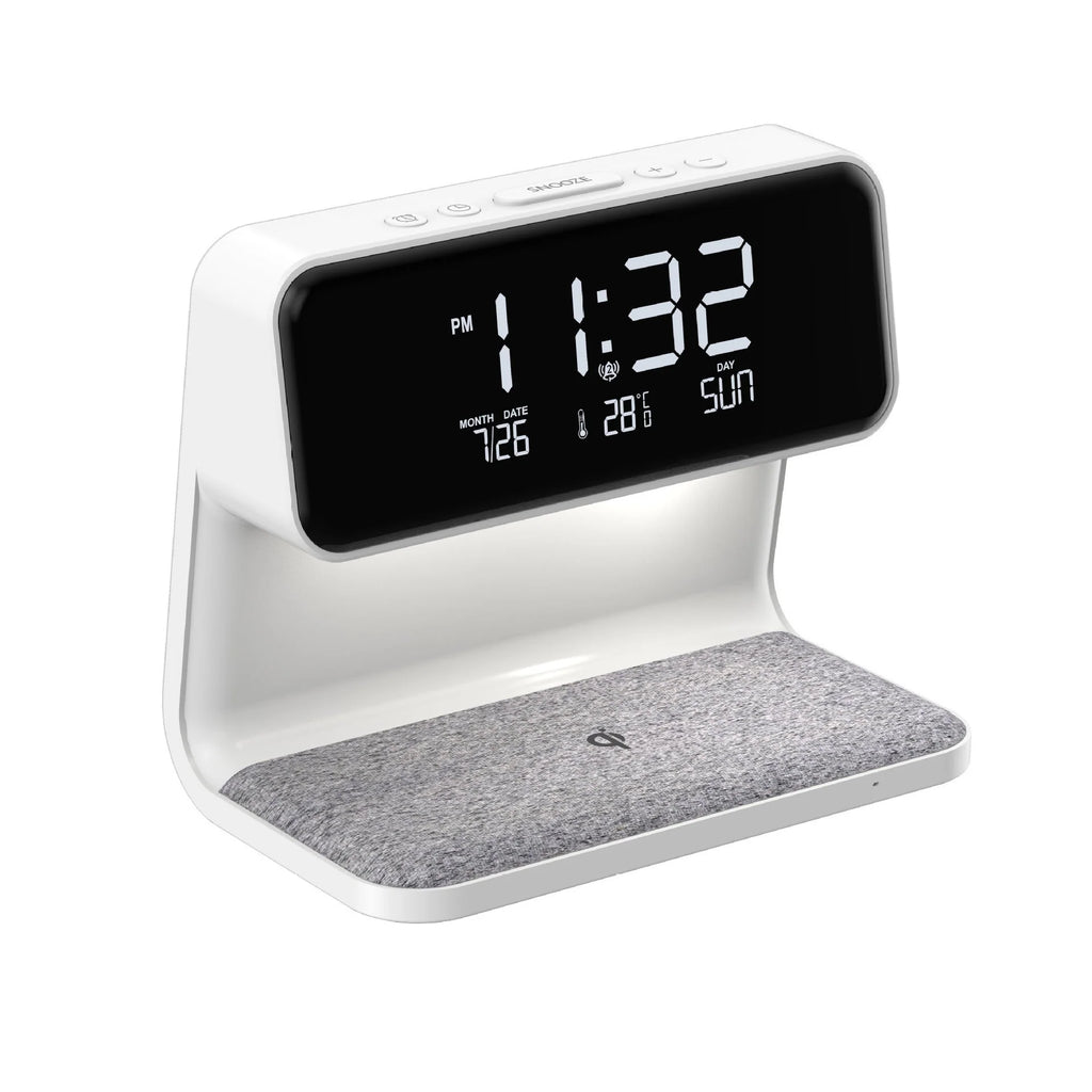 Restfield 3-In-1 Slimme Nachtlamp – Dimbaar, Draadloos Opladen & Wekker