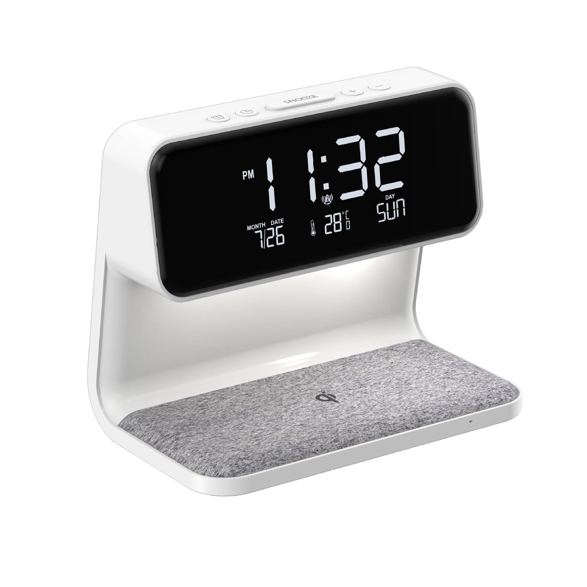 Restfield 3-In-1 Slimme Nachtlamp – Dimbaar, Draadloos Opladen & Wekker