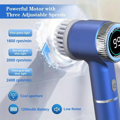 Wireless Electric Cleaning Brush Powerful IPX7 Waterproof USB Rechargeable Automatic Handheld Cleaner Multi Function Household