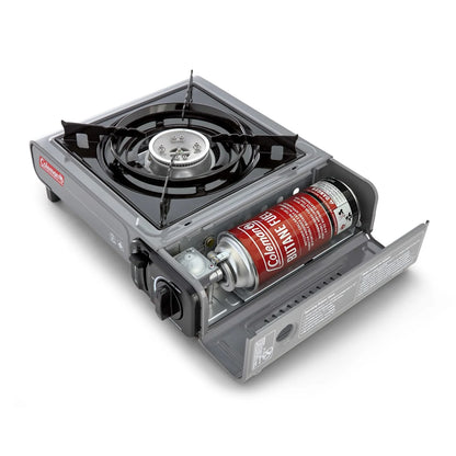 Tabletop Butane Gas Camping Stove, 1-Burner, Gray