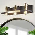 Rustic Bathroom Light Fixtures over Mirror, Matte Black and Gold Vanity Lights for Bathroom, 3 Light Vintage Wall Lighting Fixtures,Industrial Kitchen Wall Mounted Lighting