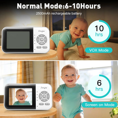 Wifi Video Baby Monitor, 2.8" LCD & App Viewing, 2-Way Audio, Night Vision, VOX, 5 Lullabies, Supports 4 Cameras, 1200Ft Range, Home Use