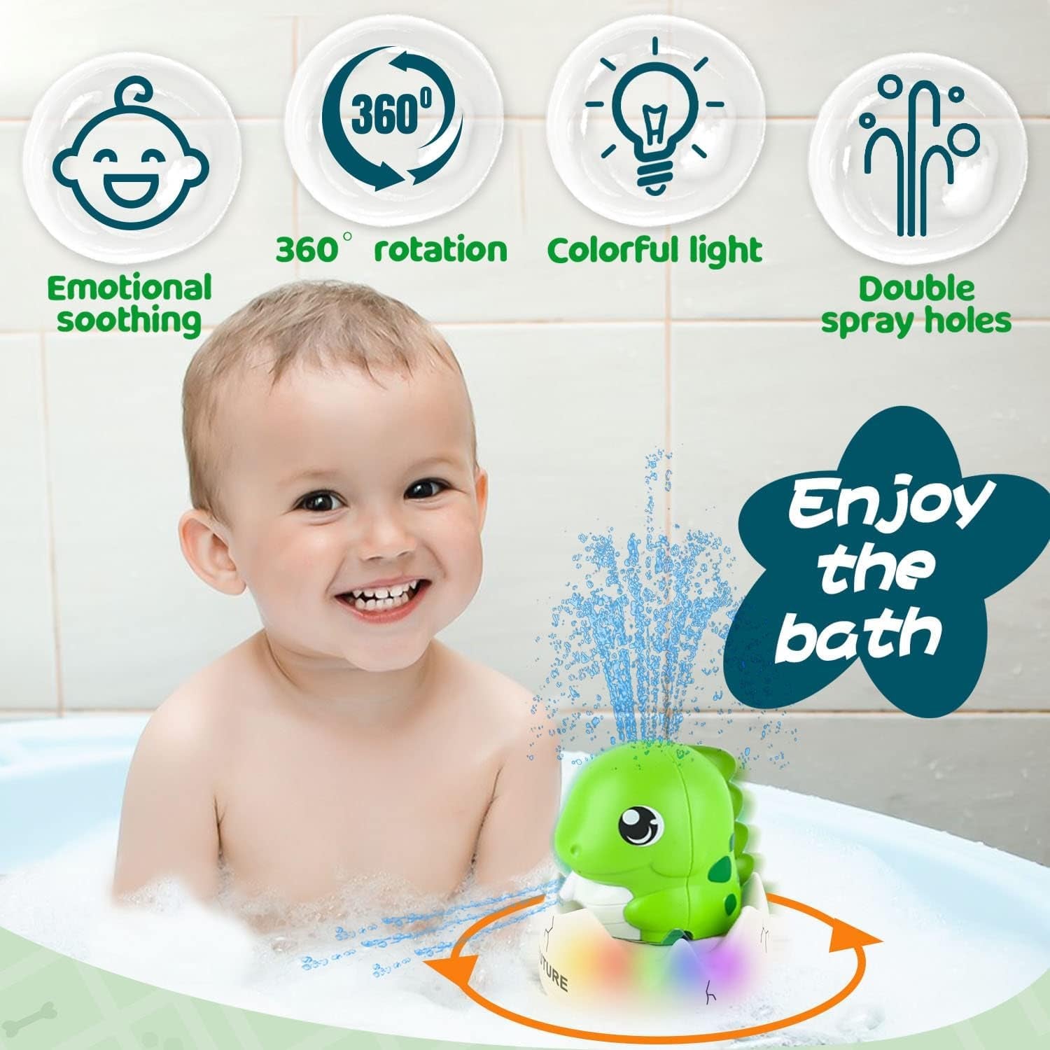Baby Bath Toys, Rechargeable Bath Toys, Whale Spray Water Bath Toy, Sprinkler Bathtub Shower Toys for Toddlers Kids Boys Girls, Pool Toy for Baby